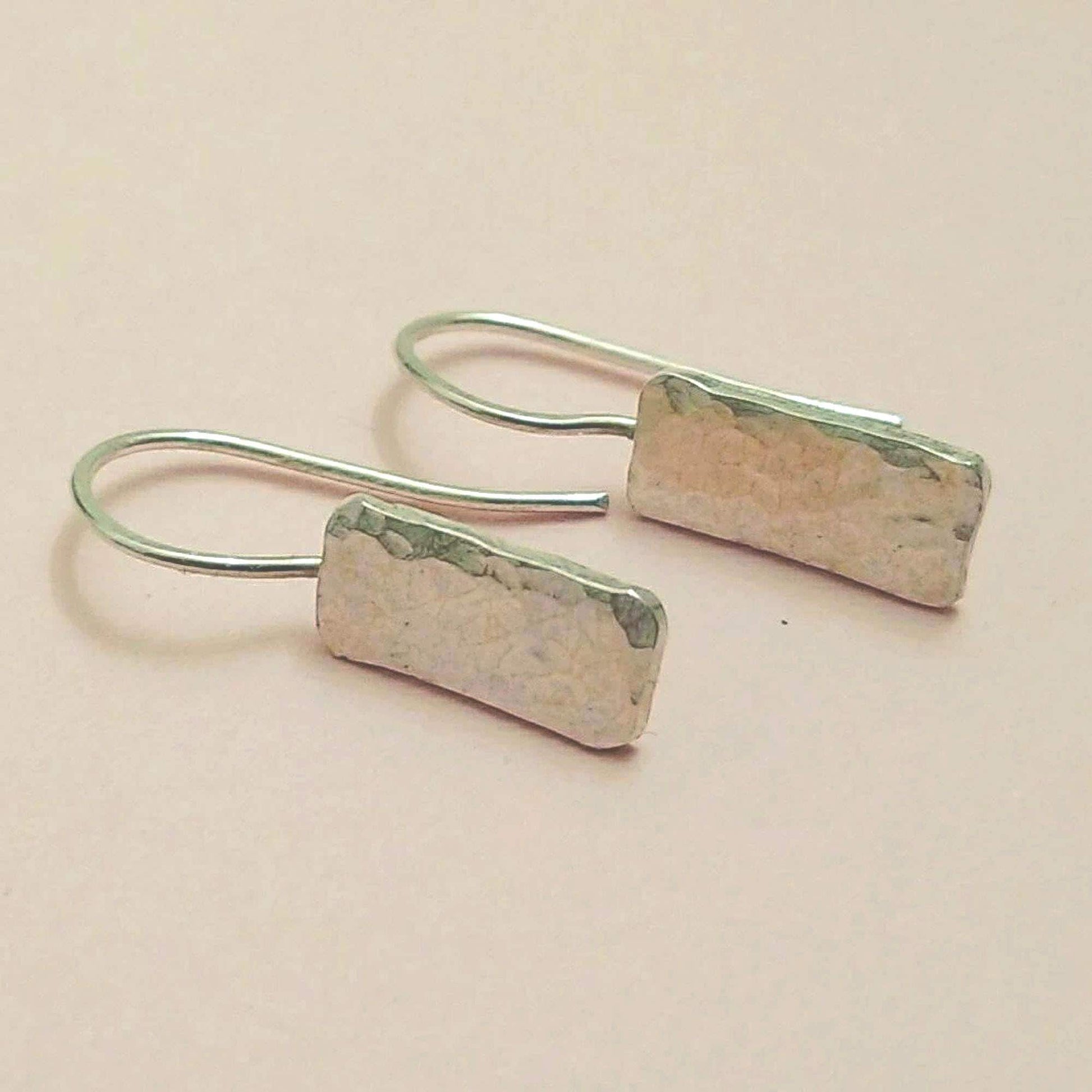 Handcrafted Argentium Silver Hammered Drop Earrings, Hypoallergenic Dangle Jewelry