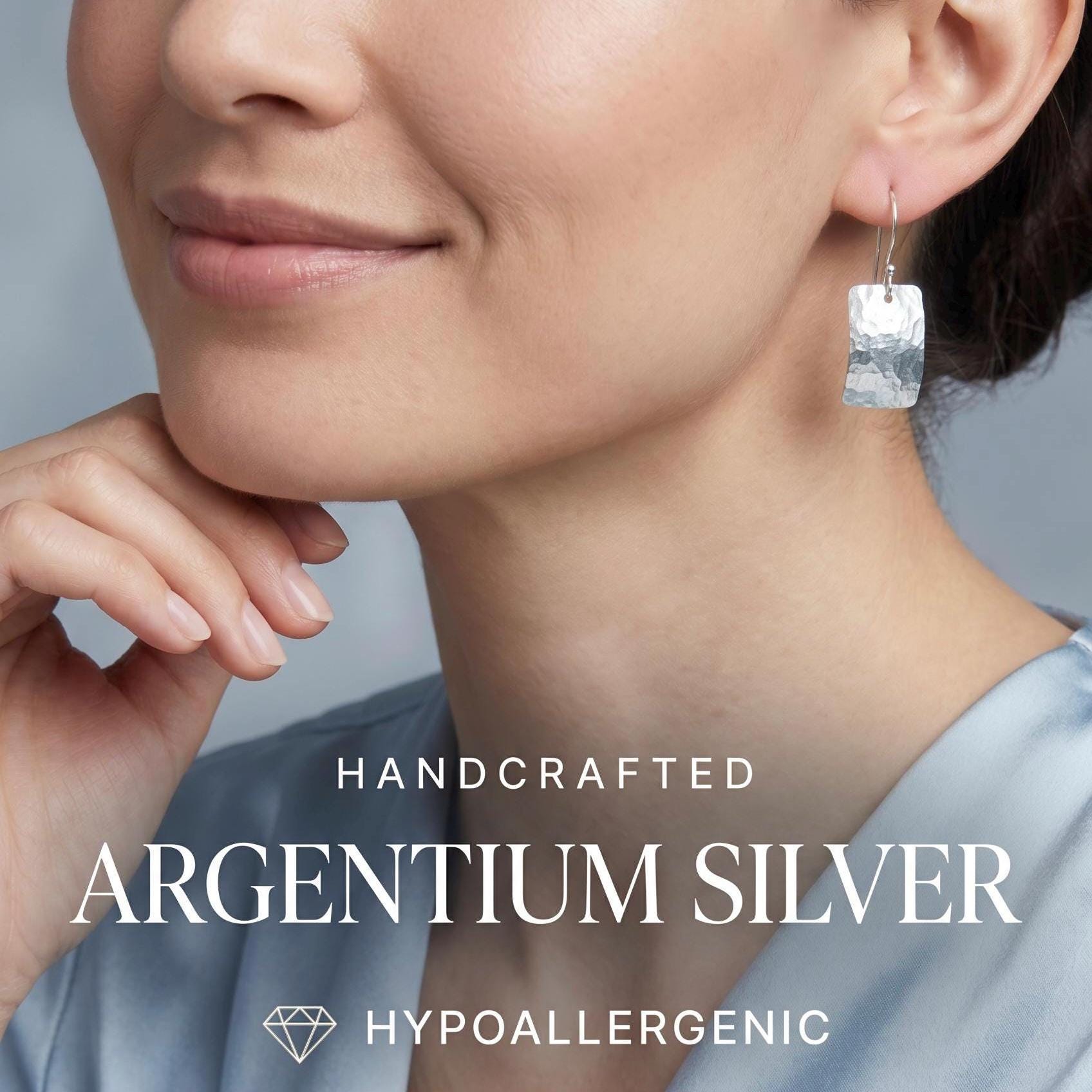 Hypoallergenic Argentium Silver Dangle Earrings, Modern Tarnish Resistant Jewelry for Women