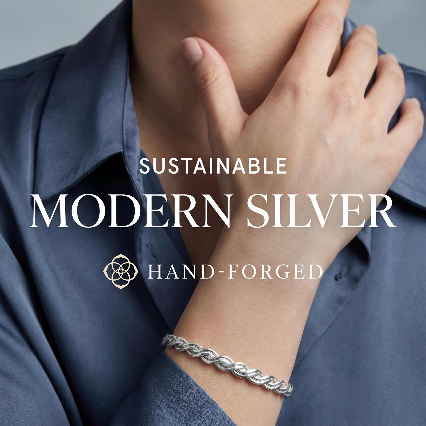 Argentium Silver Braided Cuff Bracelet, Modern Tarnish Resistant Jewelry