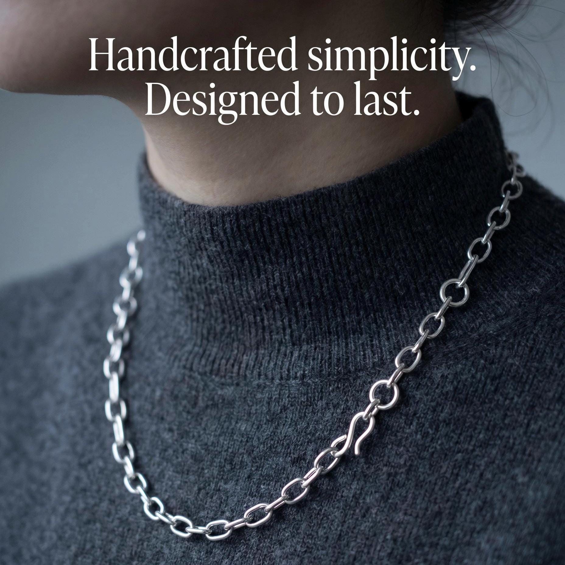 Handcrafted Argentium Silver Chain Necklace, Tarnish Resistant Artisan Jewelry