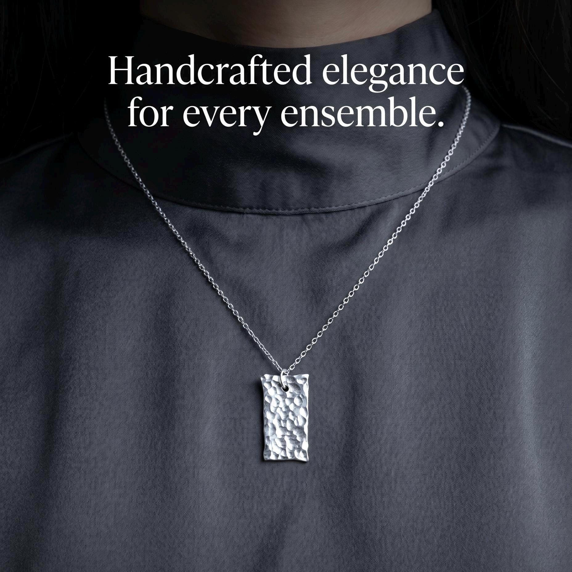Hammered Argentium Silver Necklace, Modern Eco Friendly and Tarnish Resistant Jewelry Gift for Women