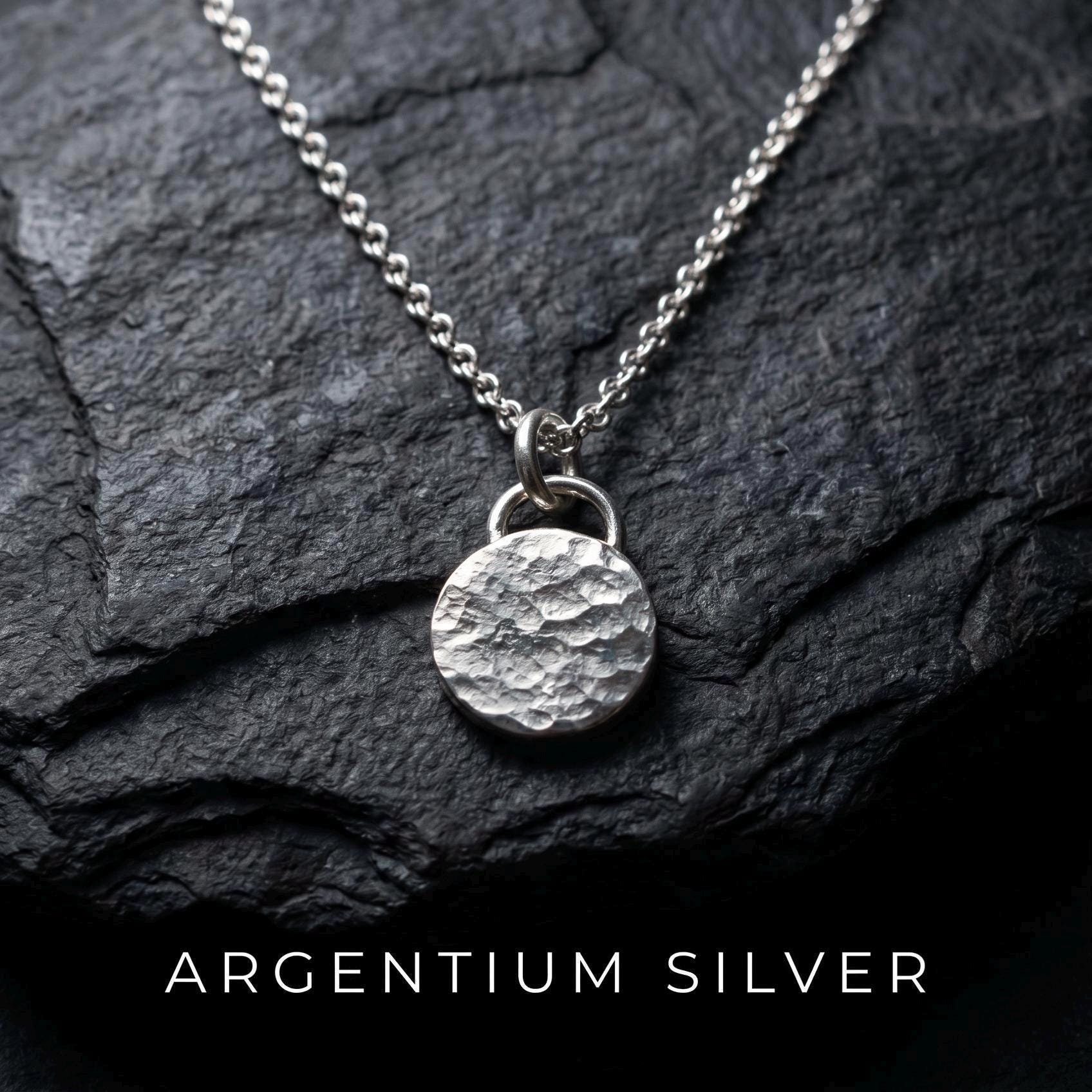 Hammered Argentium Silver Circle Necklace, Everyday Layering Jewelry, Tarnish Resistant, Eco Friendly
