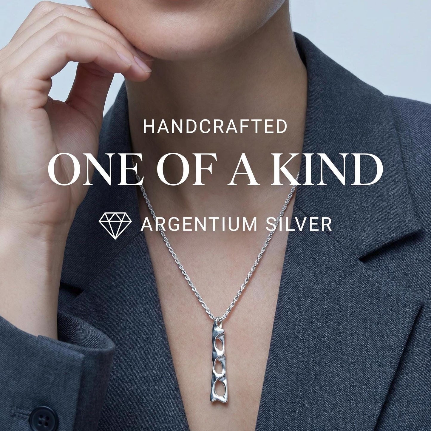 Argentium Silver Unique Bar Necklace, Modern Tarnish Resistant Jewelry