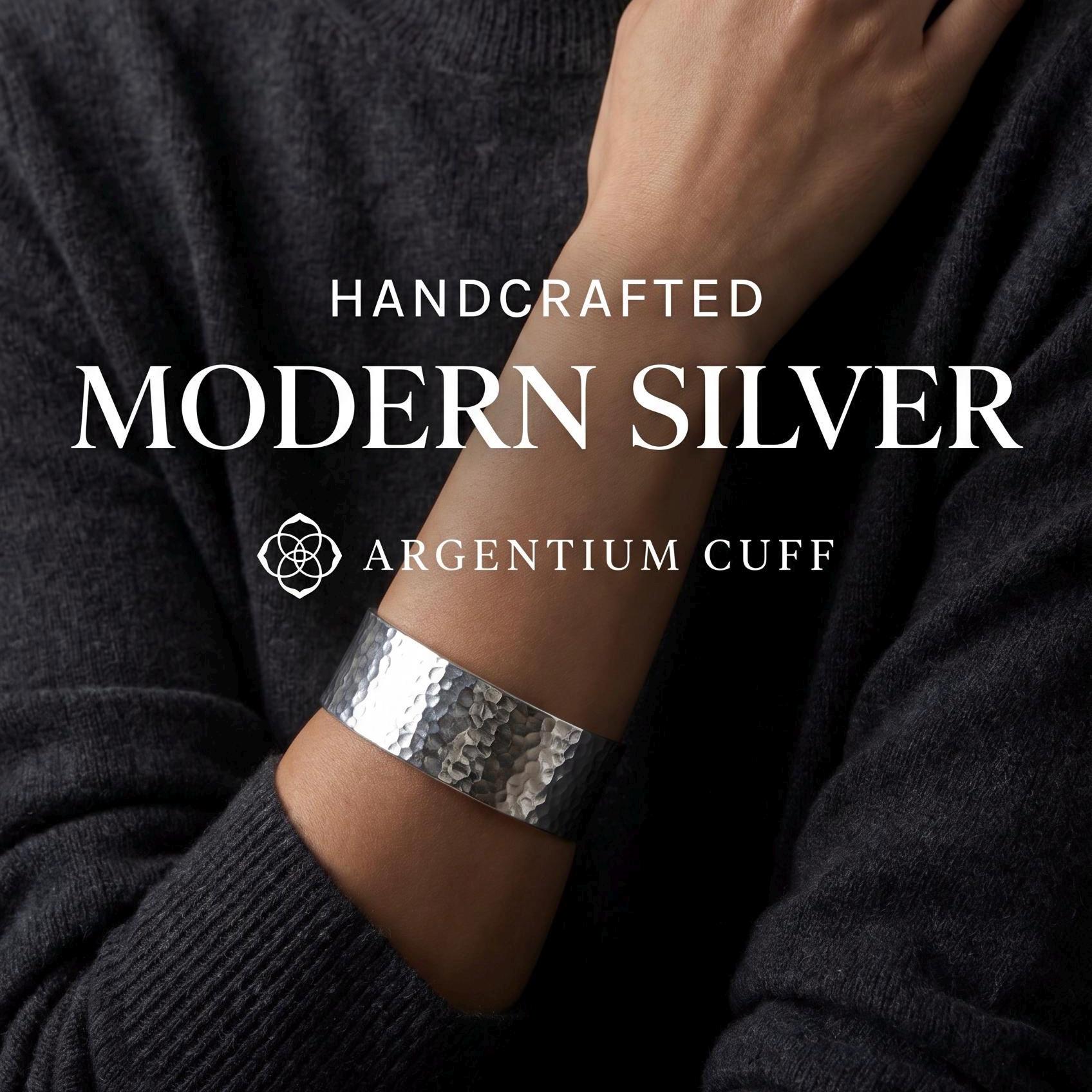 Handcrafted Argentium Silver Cuff Bracelet, Tarnish Resistant and Hypoallergenic Modern Silver Unisex Jewelry Gift