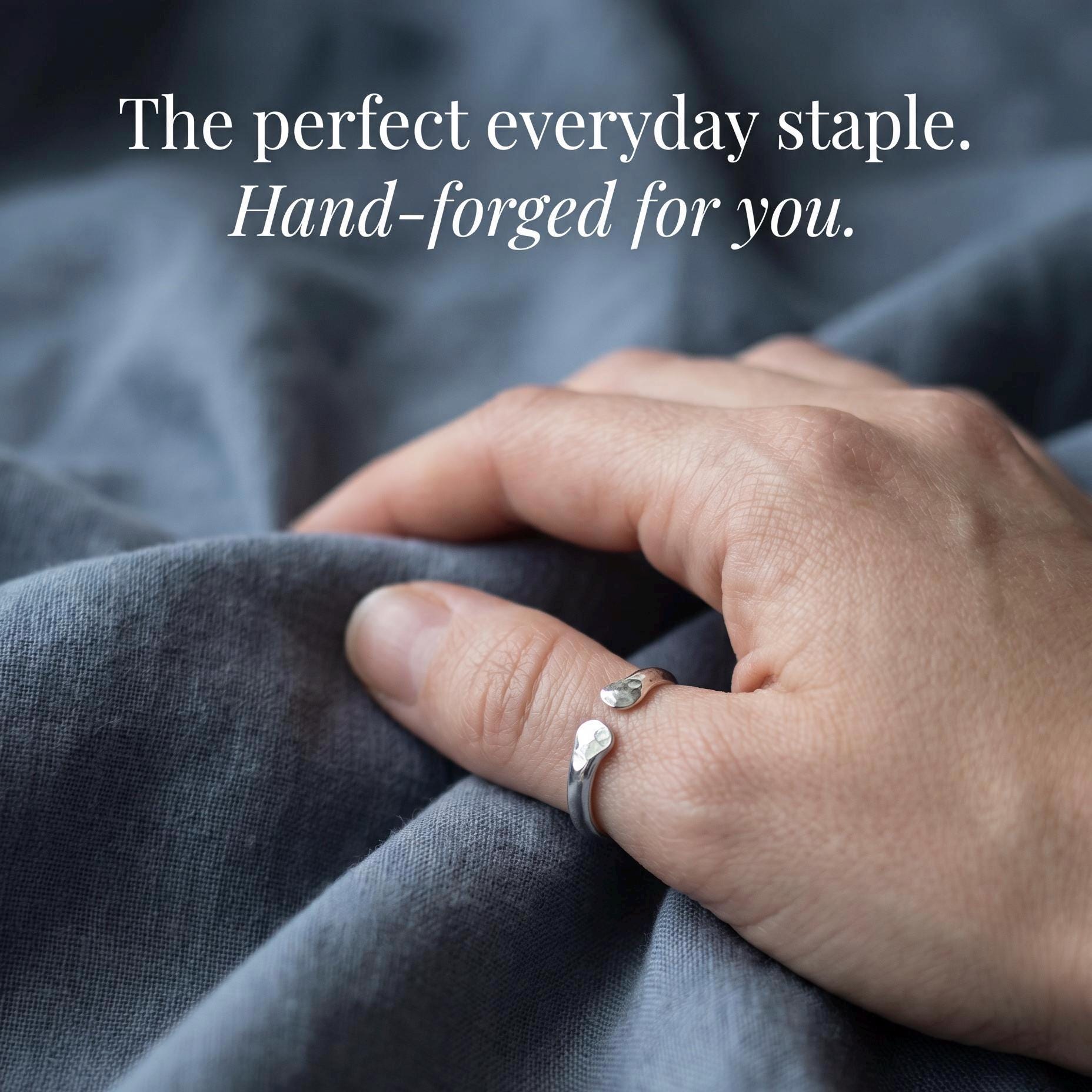 Argentium Silver Open Stack Ring, Hypoallergenic Tarnish Resistant Thumb Ring