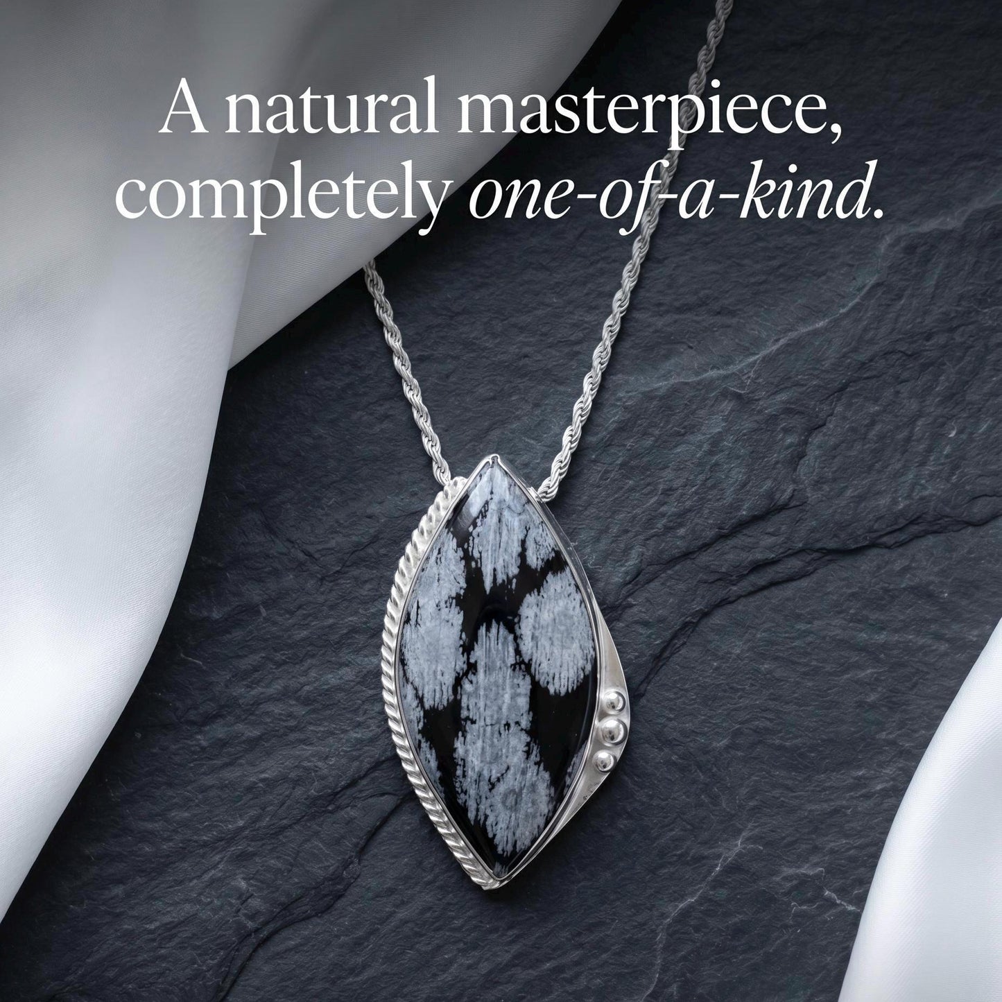 Natural Snowflake Obsidian Pendant Necklace, Handmade Stone Jewelry, Grounding Crystal Necklace, Spiritual Gift for Her