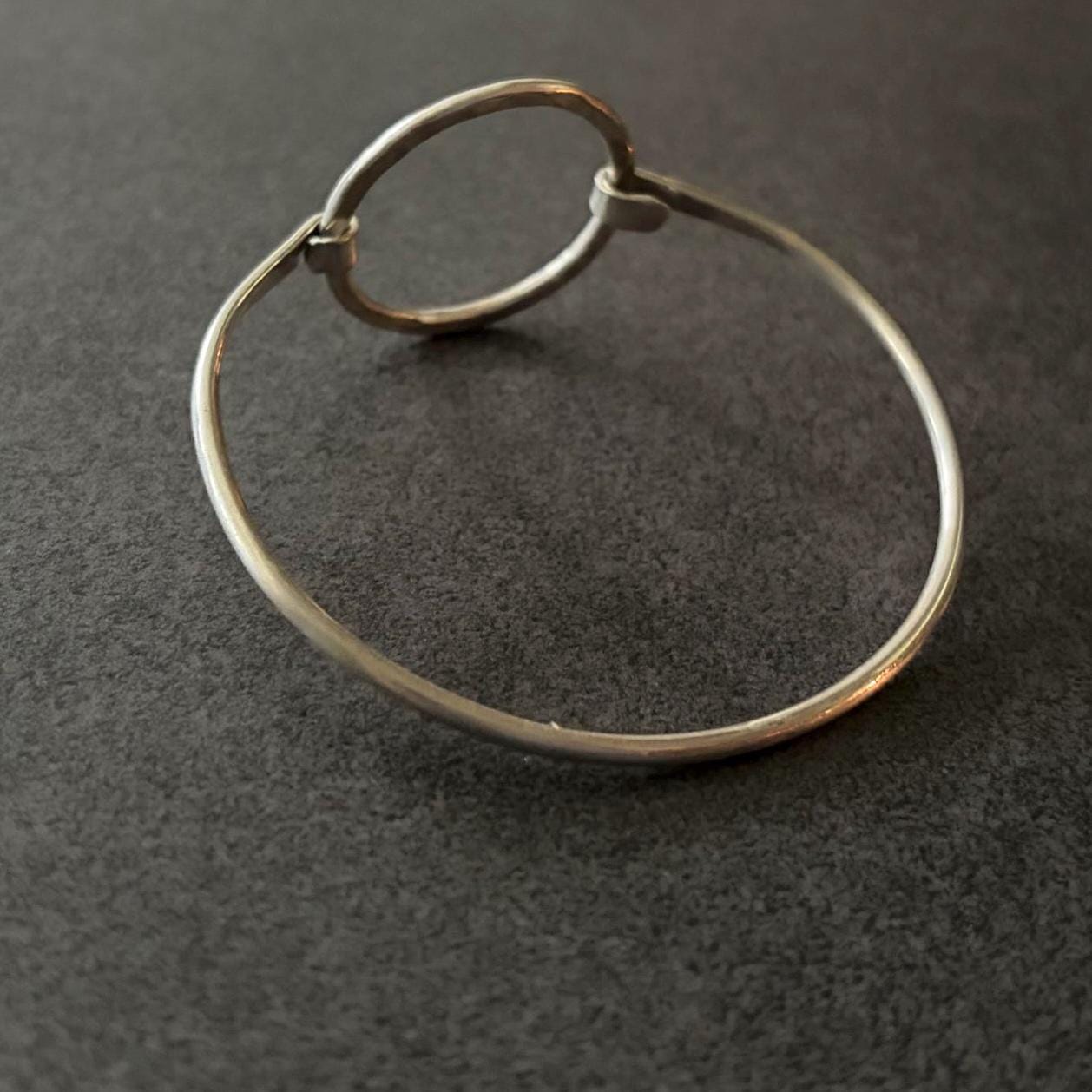 Handcrafted Argentium Silver Hinged Bangle Bracelet, Modern Tarnish Resistant Jewelry