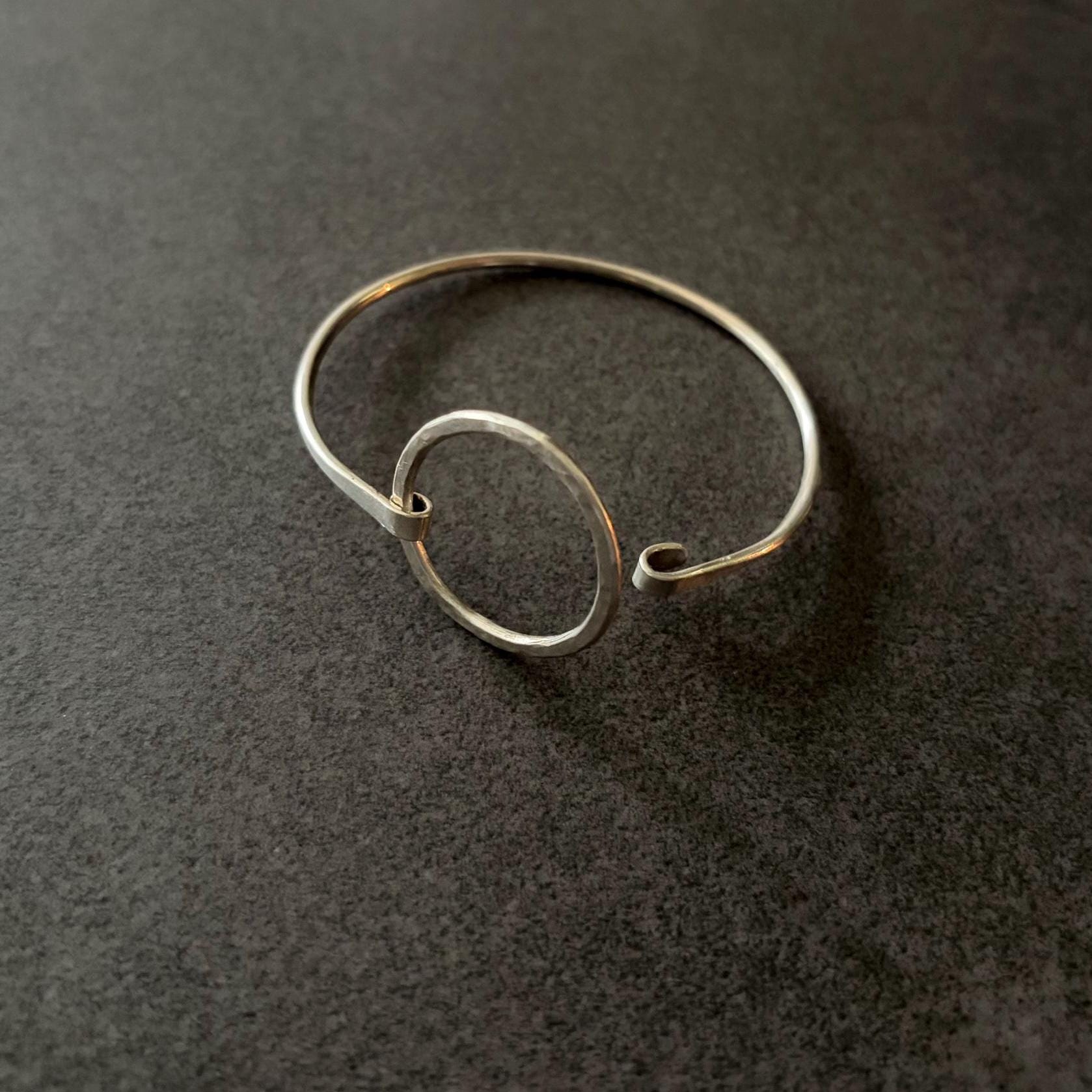 Handcrafted Argentium Silver Hinged Bangle Bracelet, Modern Tarnish Resistant Jewelry