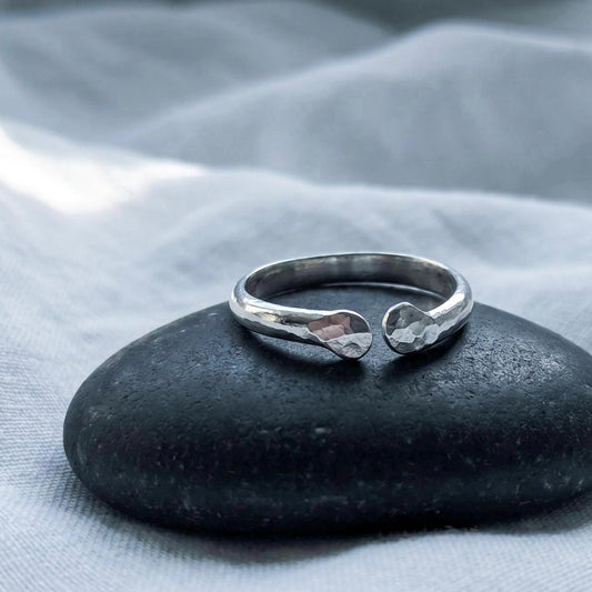 Argentium Silver Open Stack Ring, Hypoallergenic Tarnish Resistant Thumb Ring