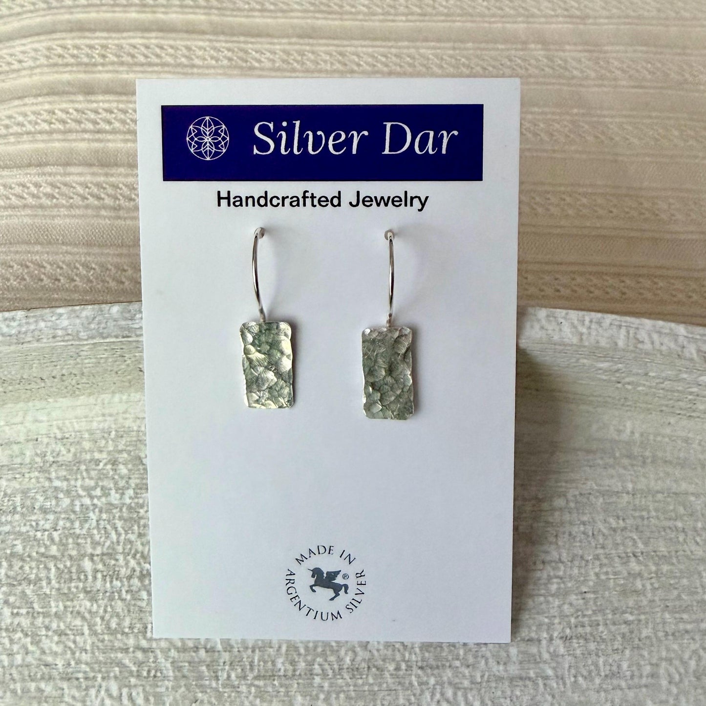 Handcrafted Argentium Silver Hammered Drop Earrings, Hypoallergenic Dangle Jewelry