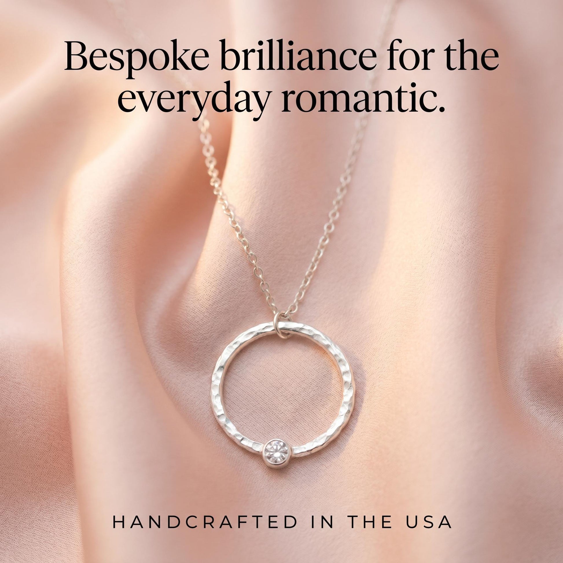 Handcrafted Sterling Silver and Moissanite Necklace, Hammered Silver Artisan Jewelry