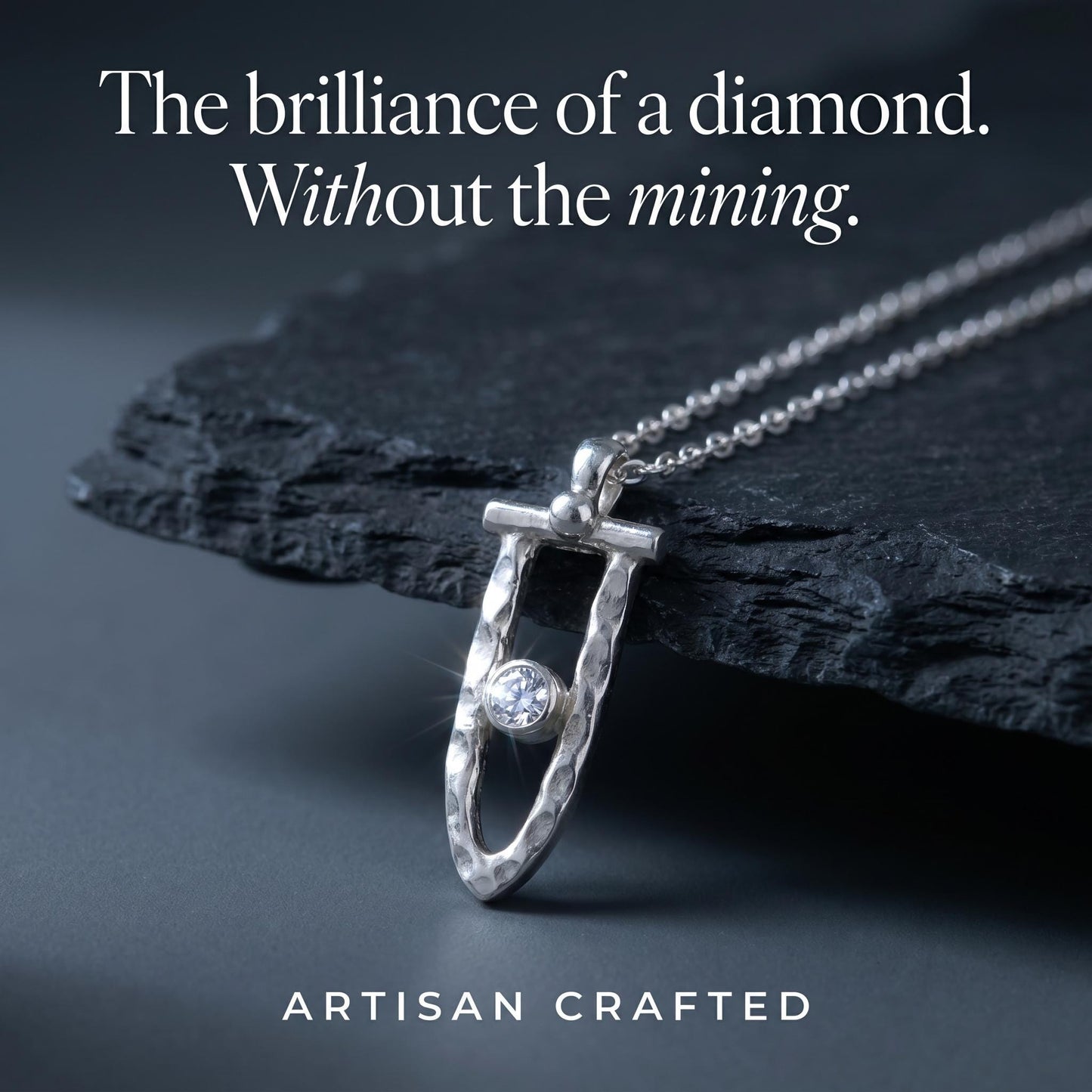 Handcrafted Argentium Silver Moissanite Necklace, Diamond Alternative Jewelry, Tarnish Resistant and Eco Friendly