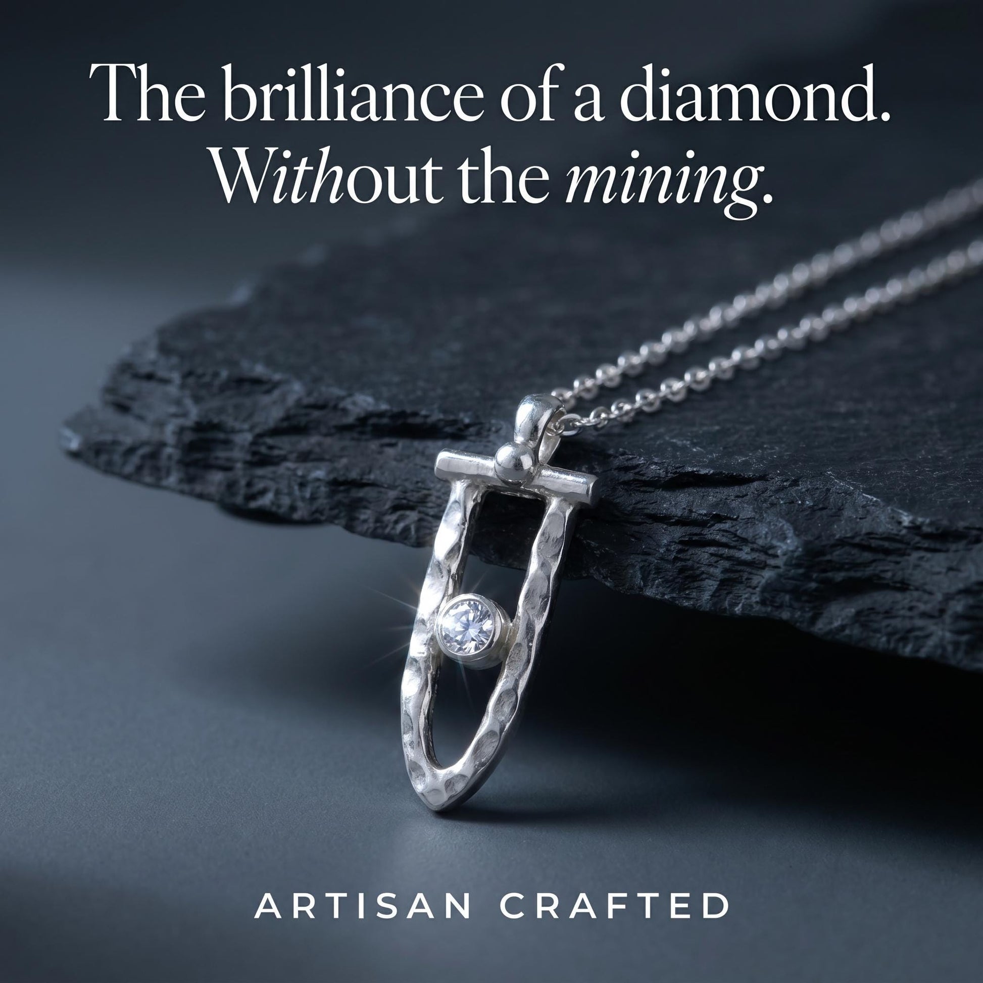Handcrafted Argentium Silver Moissanite Necklace, Diamond Alternative Jewelry, Tarnish Resistant and Eco Friendly