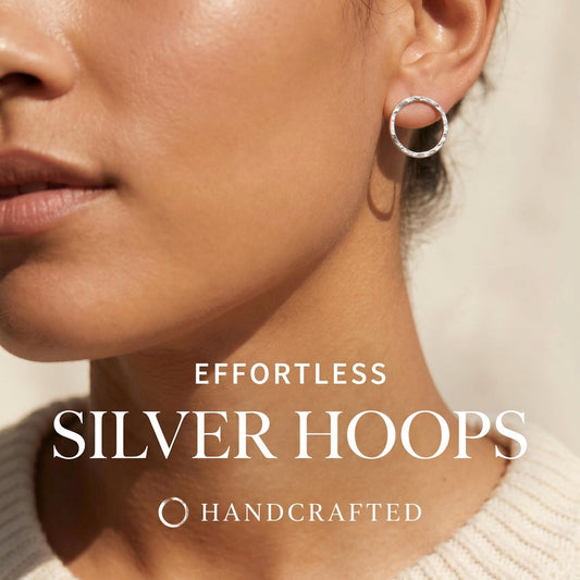 Handcrafted Argentium Silver Hoop Stud Earrings, Tarnish Free and Hypoallergenic Modern Jewelry