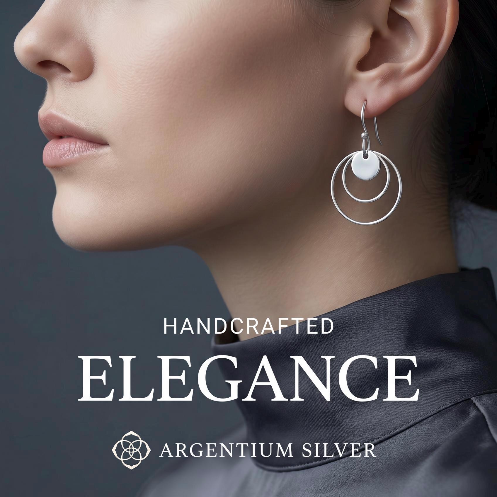 Argentium Silver Double Hoop Earrings, Modern Tarnish Resistant Jewelry