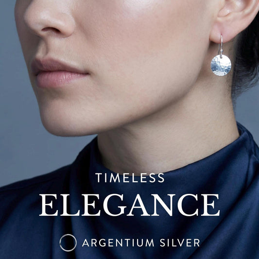 Handcrafted Hammered Argentium Silver Disc Earrings, Hypoallergenic and Tarnish Resistant Minimalist Jewelry for Women