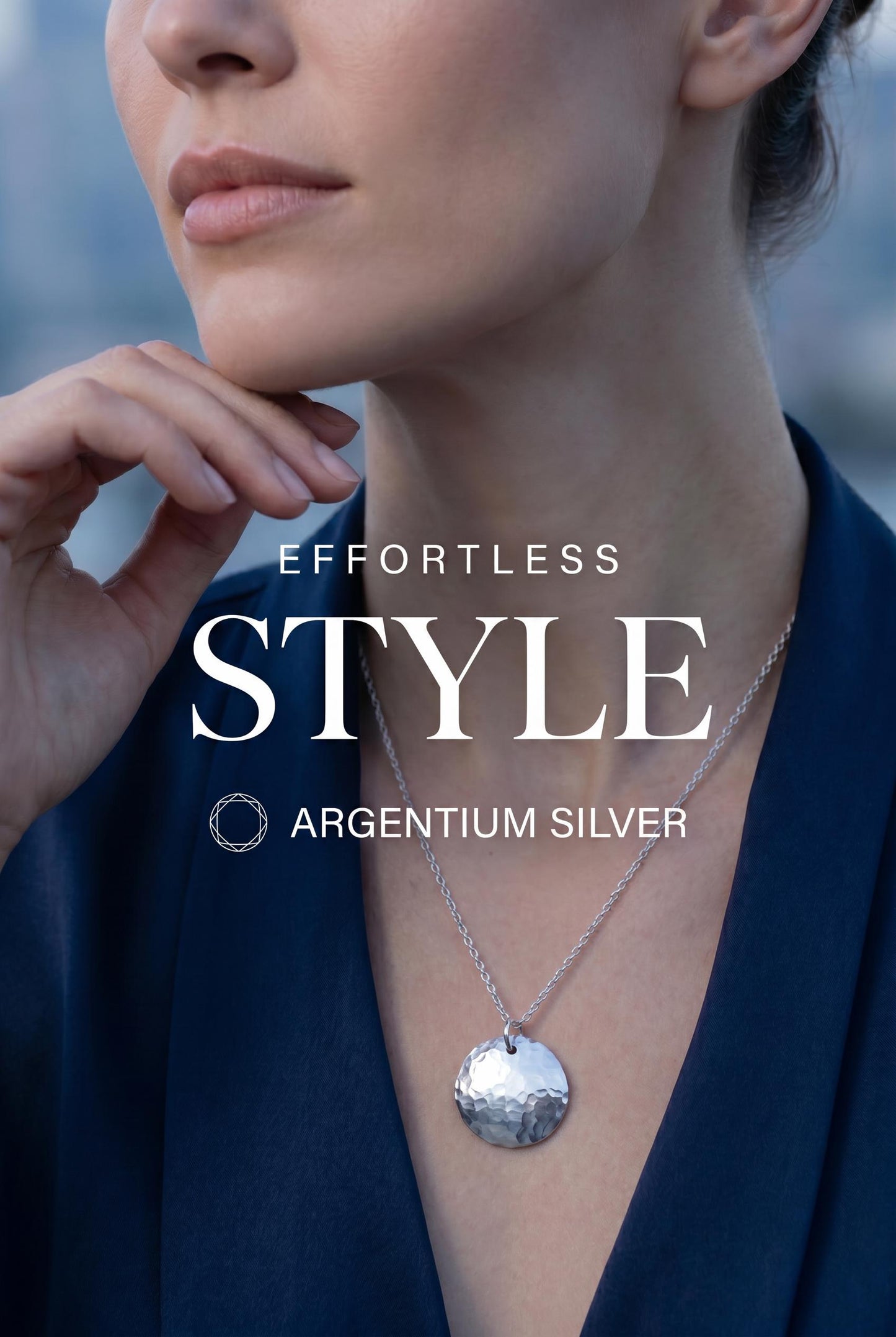 Hammered Argentium Silver Disc Necklace, Minimalist Layering Jewelry, Tarnish Resistant, Eco Friendly