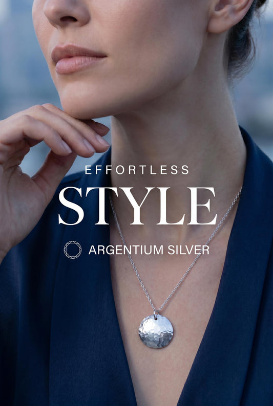 Hammered Argentium Silver Disc Necklace, Minimalist Layering Jewelry, Tarnish Resistant, Eco Friendly