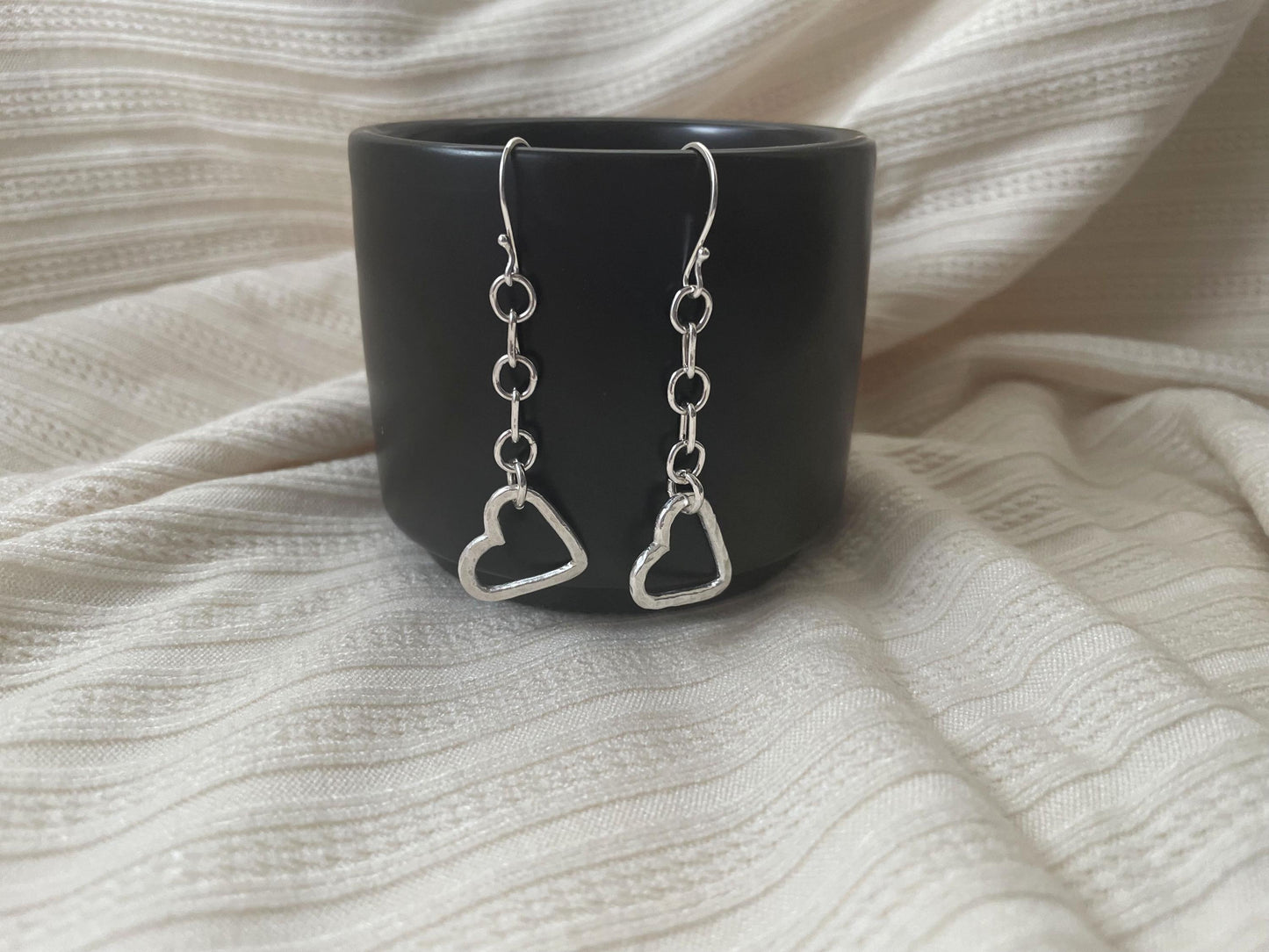 Hypoallergenic and Tarnish Resistant Silver Heart Jewelry Set, Handcrafted Argentium Silver Jewelry Gifts for Women