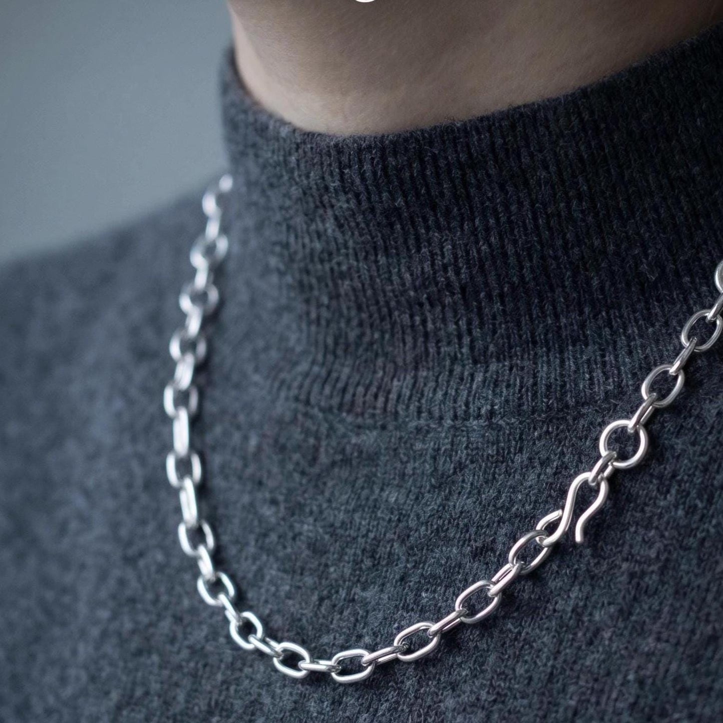 Handcrafted Argentium Silver Chain Necklace, Tarnish Resistant Artisan Jewelry, Durable Necklace