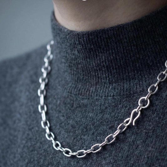 Handcrafted Argentium Silver Chain Necklace, Tarnish Resistant Artisan Jewelry, Durable Necklace