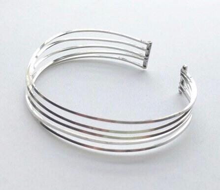 Argentium Silver Wire Cuff Bracelet, Stacked Look, Tarnish Resistant, Unisex Gift