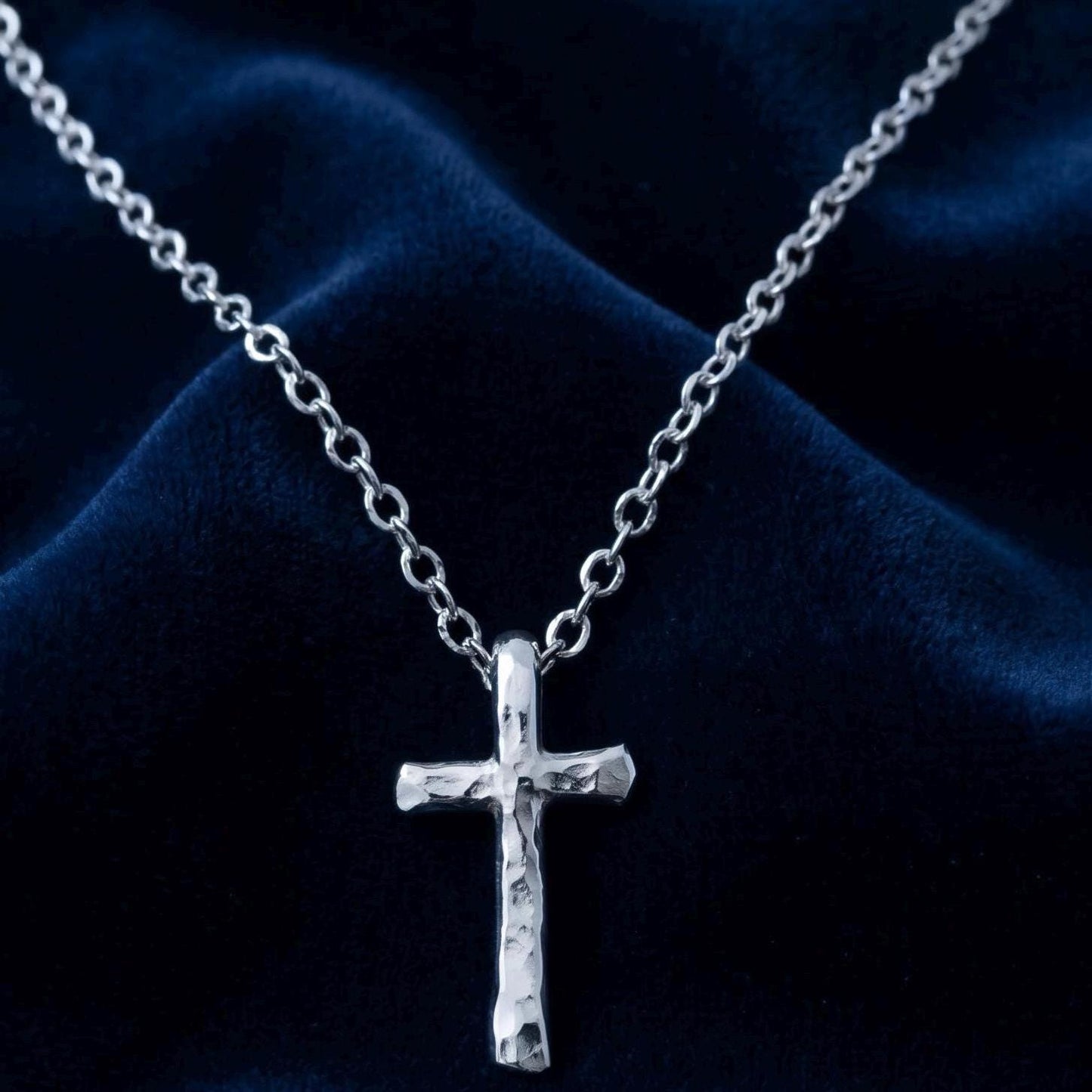 Handcrafted Argentium Silver Cross Necklace, Modern Christian Silver Jewelry Gifts For Women
