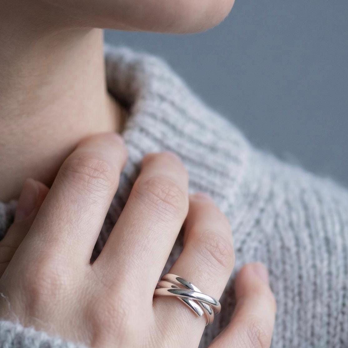 Argentium Silver Stacking Wrap Ring, Hypoallergenic Tarnish Resistant Everyday Thumb Ring