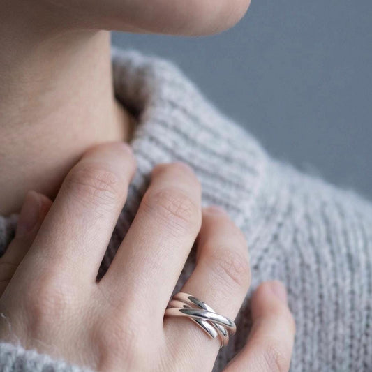 Argentium Silver Stacking Wrap Ring, Hypoallergenic Tarnish Resistant Everyday Thumb Ring