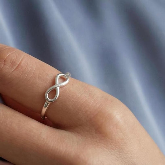 Handcrafted Argentium Silver Infinity Ring, Hypoallergenic and Tarnish Resistant Silver Jewelry Gift for Teen