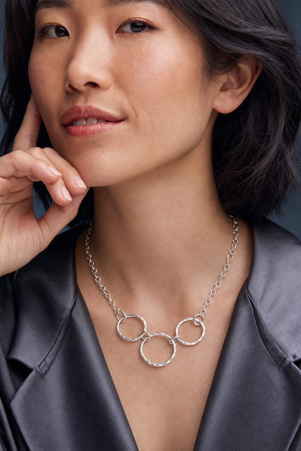 Handcrafted Argentium Silver Chunky Chain Necklace, Tarnish Resistant, Hypoallergenic, Eco Friendly