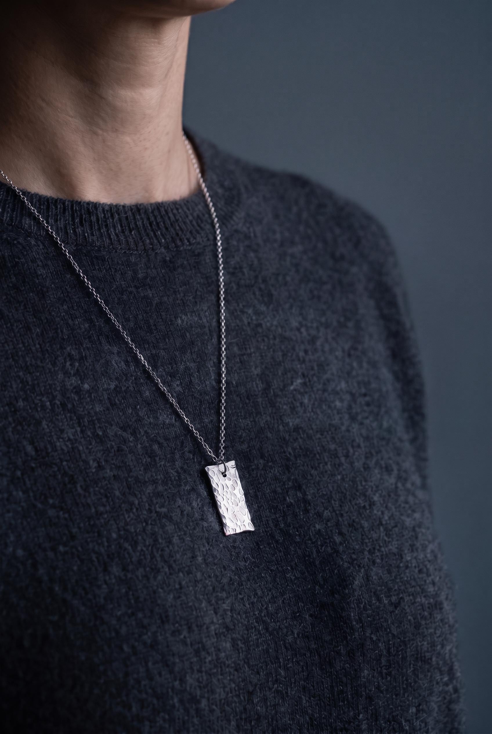 Handcrafted Argentium Silver Bar Necklace, Tarnish Resistant, Minimalist Pendant Jewelry