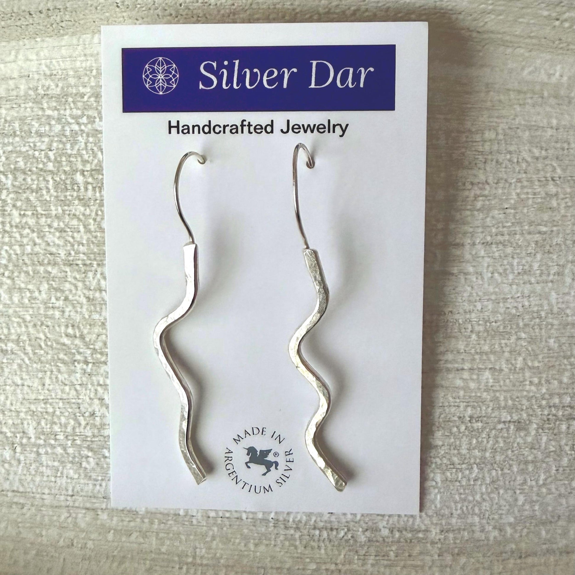 Hammered Argentium Silver Wave Earrings, Modern Hypoallergenic and Tarnish Resistant Jewelry