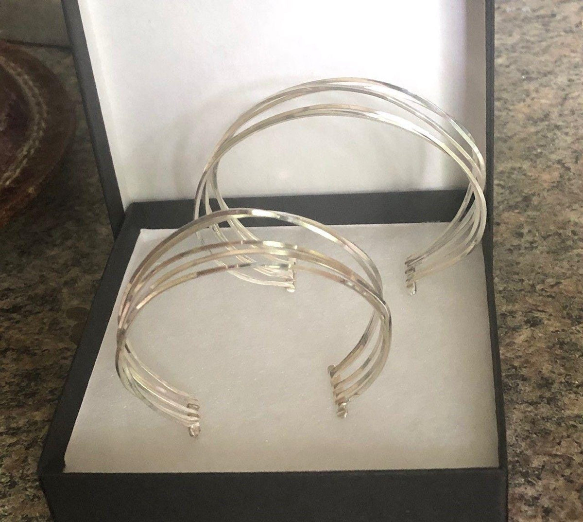 Argentium Silver Wire Cuff Bracelet, Stacked Look, Tarnish Resistant, Unisex Gift