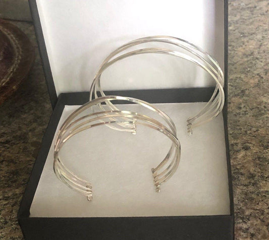 Argentium Silver Wire Cuff Bracelet, Stacked Look, Tarnish Resistant, Unisex Gift