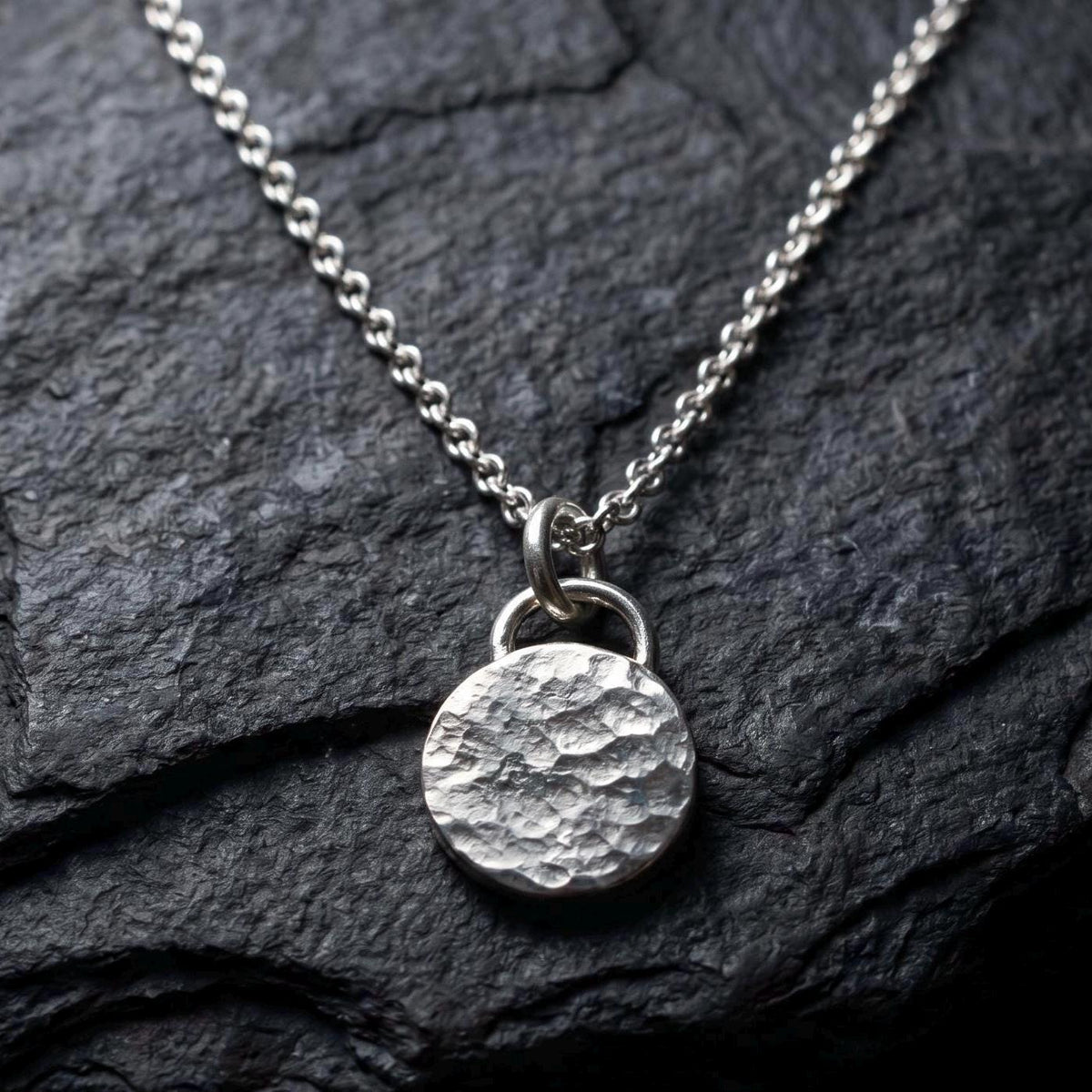 Hammered Argentium Silver Circle Necklace, Everyday Layering Jewelry, Tarnish Resistant, Eco Friendly Dainty Chain