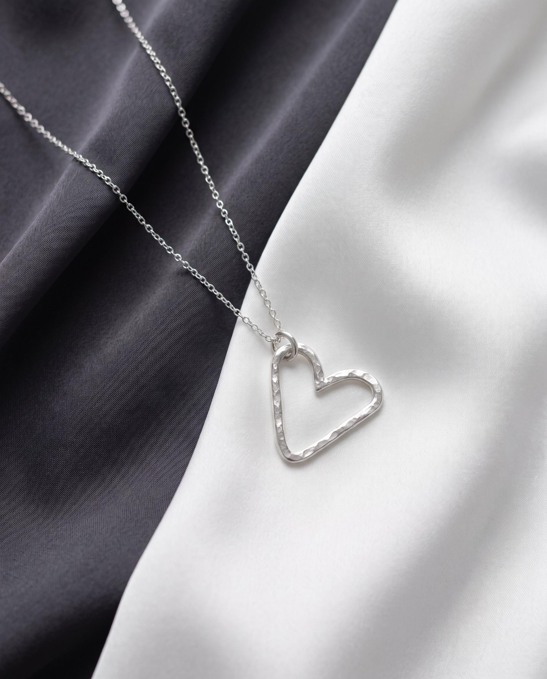 Handcrafted Argentium Silver Heart Necklace, Tarnish Resistant and Eco Friendly Gifts for Women
