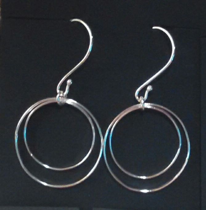 Handcrafted Argentium Silver Double Hoop Earrings, Hypoallergenic Tarnish Resistant Jewelry