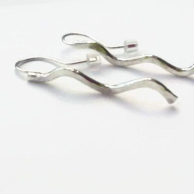 Hammered Argentium Silver Wave Earrings, Modern Hypoallergenic and Tarnish Resistant Jewelry