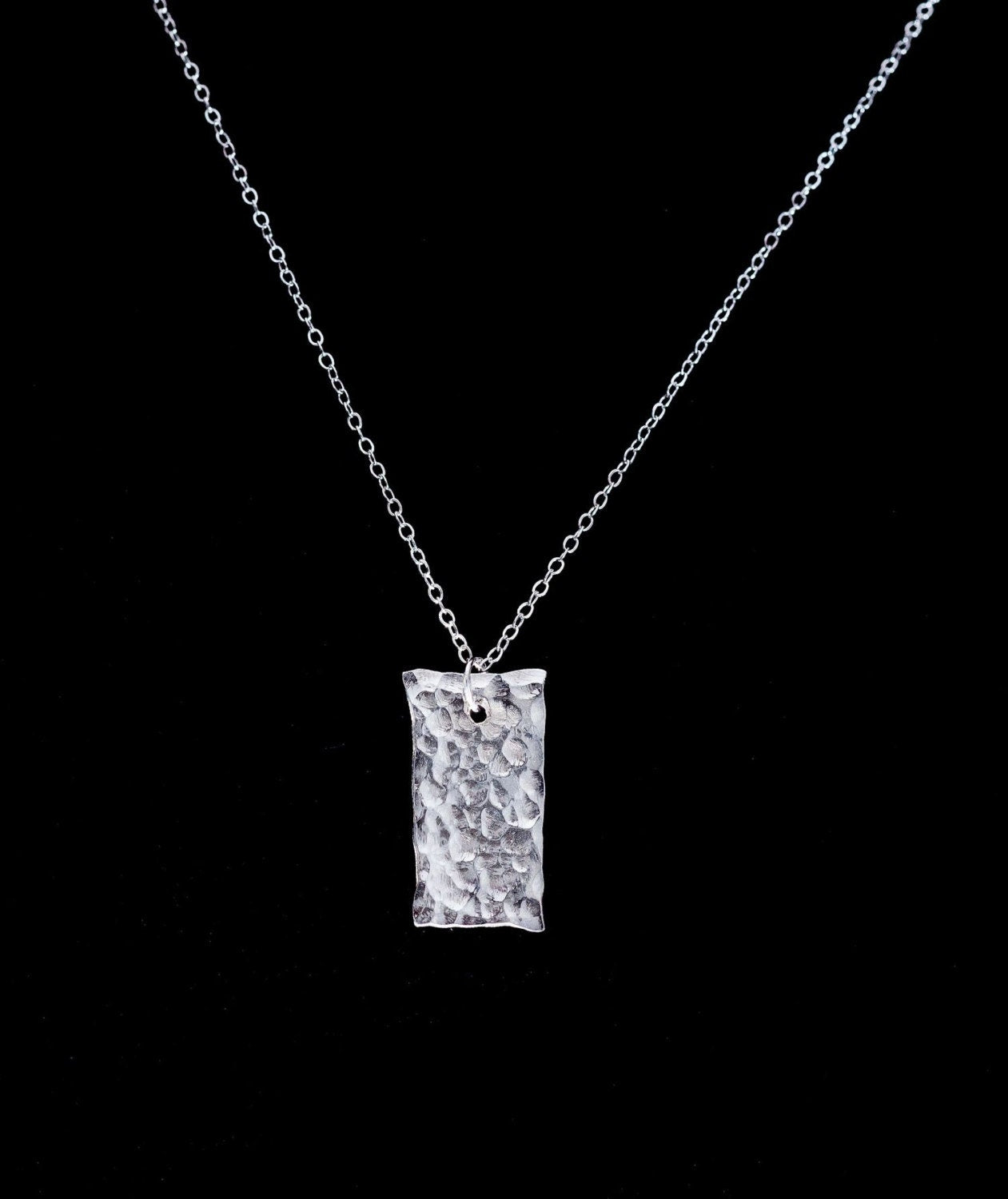 Hammered Argentium Silver Necklace, Modern Eco Friendly and Tarnish Resistant Jewelry Gift for Women