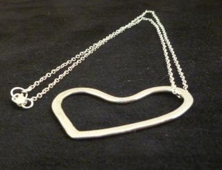 Argentium Silver Chunky Heart Necklace, Modern Tarnish Resistant Jewelry Gift for Women