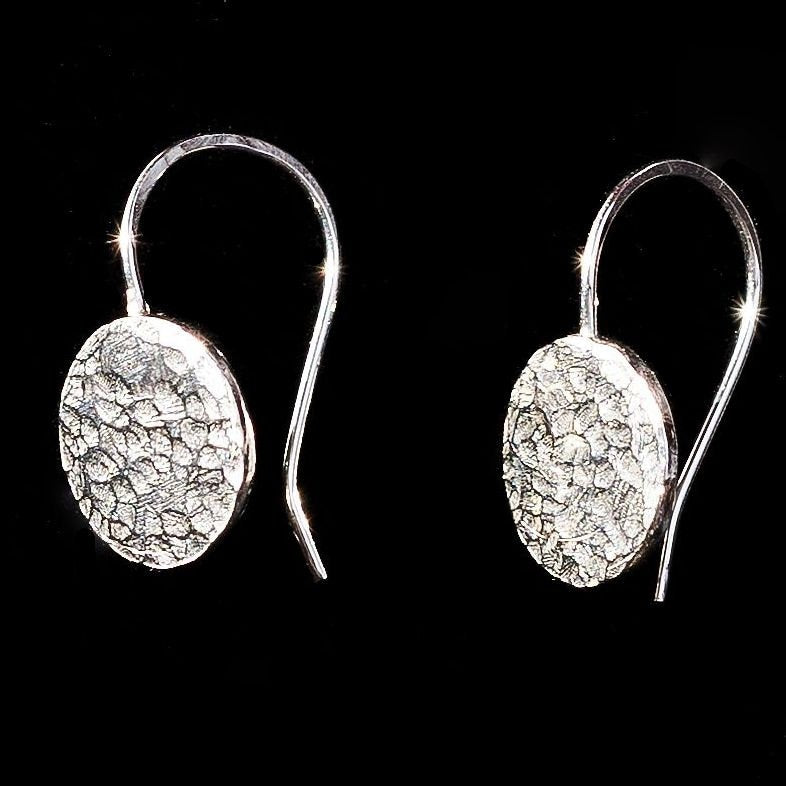 Hammered Argentium Silver Drop Earrings, Hypoallergenic Tarnish Resistant Jewelry