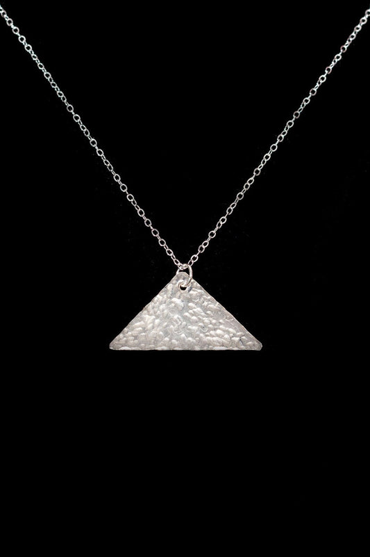 Handcrafted Argentium Silver Triangle Necklace, Hammered Modern Pendant, Eco Friendly Jewelry