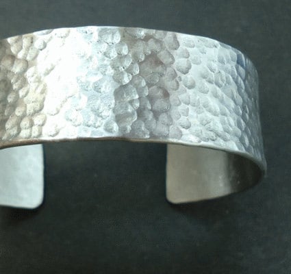 Handcrafted Hammered Solid Silver Cuff, Modern Heavy Argentium Silver Chunky Bracelet