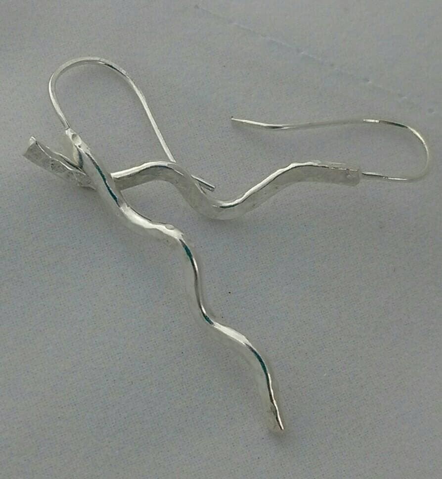 Handcrafted Long Hammered Argentium Silver Earrings, Hypoallergenic and Tarnish Resistant Jewelry Gift for Women