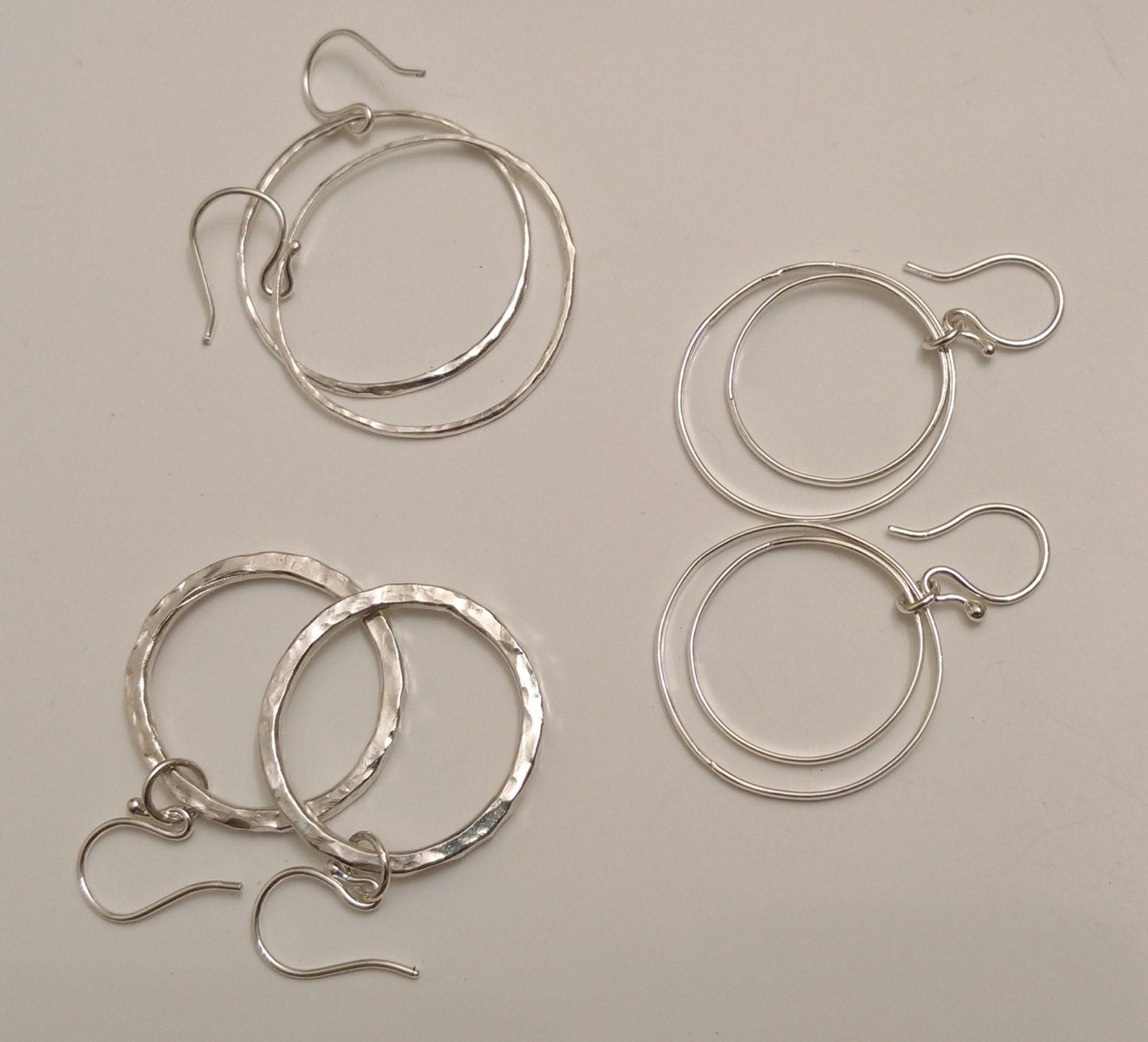Handcrafted Argentium Silver Double Hoop Earrings, Hypoallergenic Tarnish Resistant Jewelry