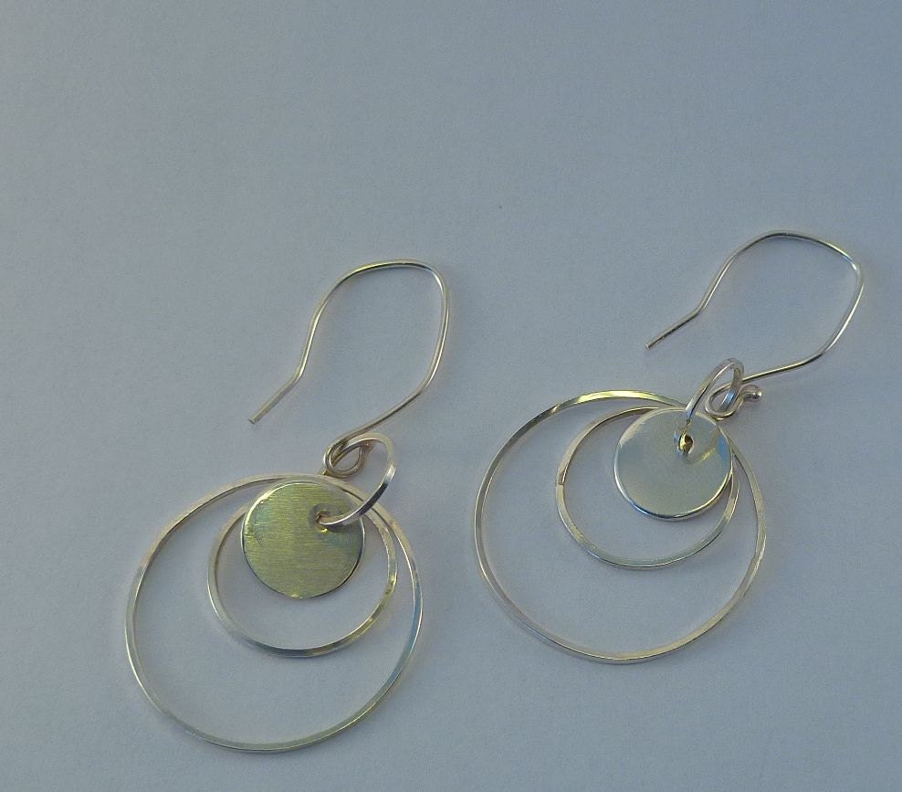 Argentium Silver Double Hoop Earrings, Modern Tarnish Resistant Jewelry