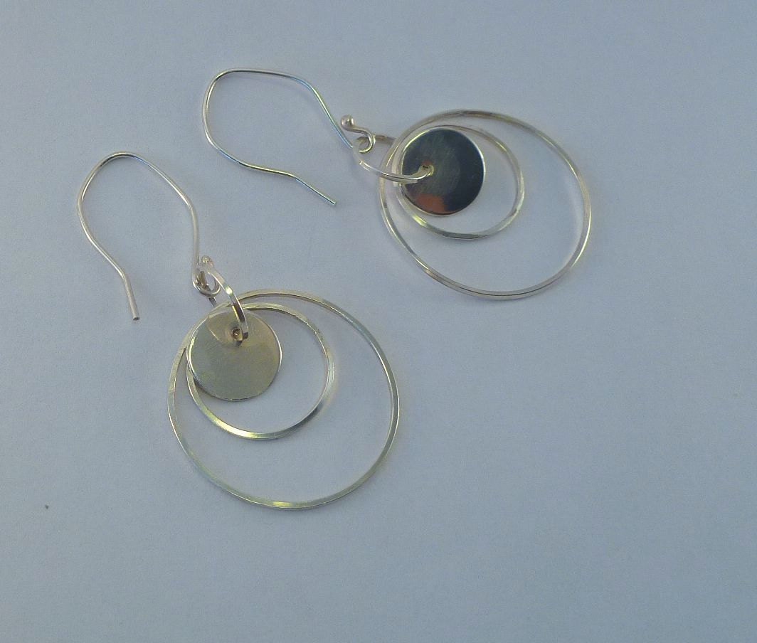 Argentium Silver Double Hoop Earrings, Modern Tarnish Resistant Jewelry