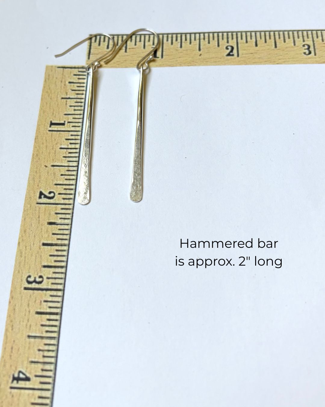 HAMMERED ARGENTIUM SILVER LONG BAR DANGLE EARRINGS