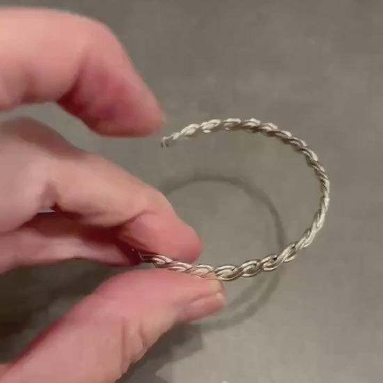 Tarnish Resistant Silver Braided Cuff Bracelet, Modern Argentium Silver Jewelry Gift for Women